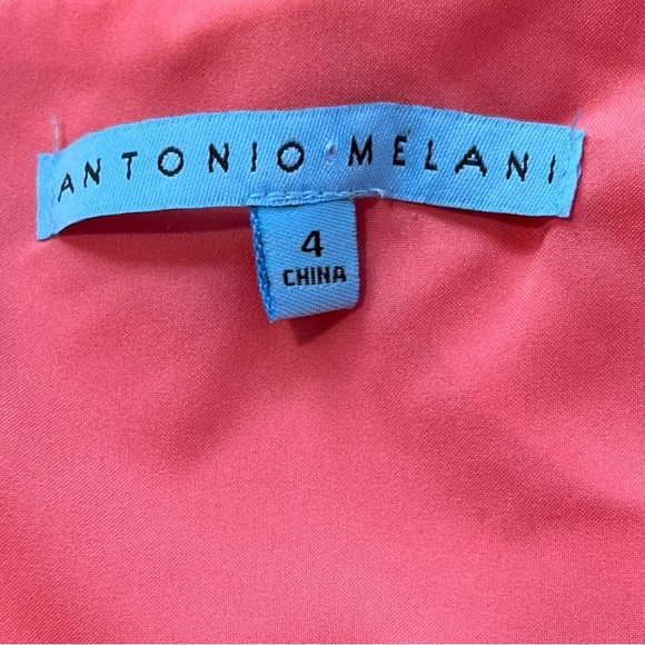 Antonio Melani Sleeveless Sheath Dress Beaded Neckline Coral Career Party Size 4 - Picture 6 of 7